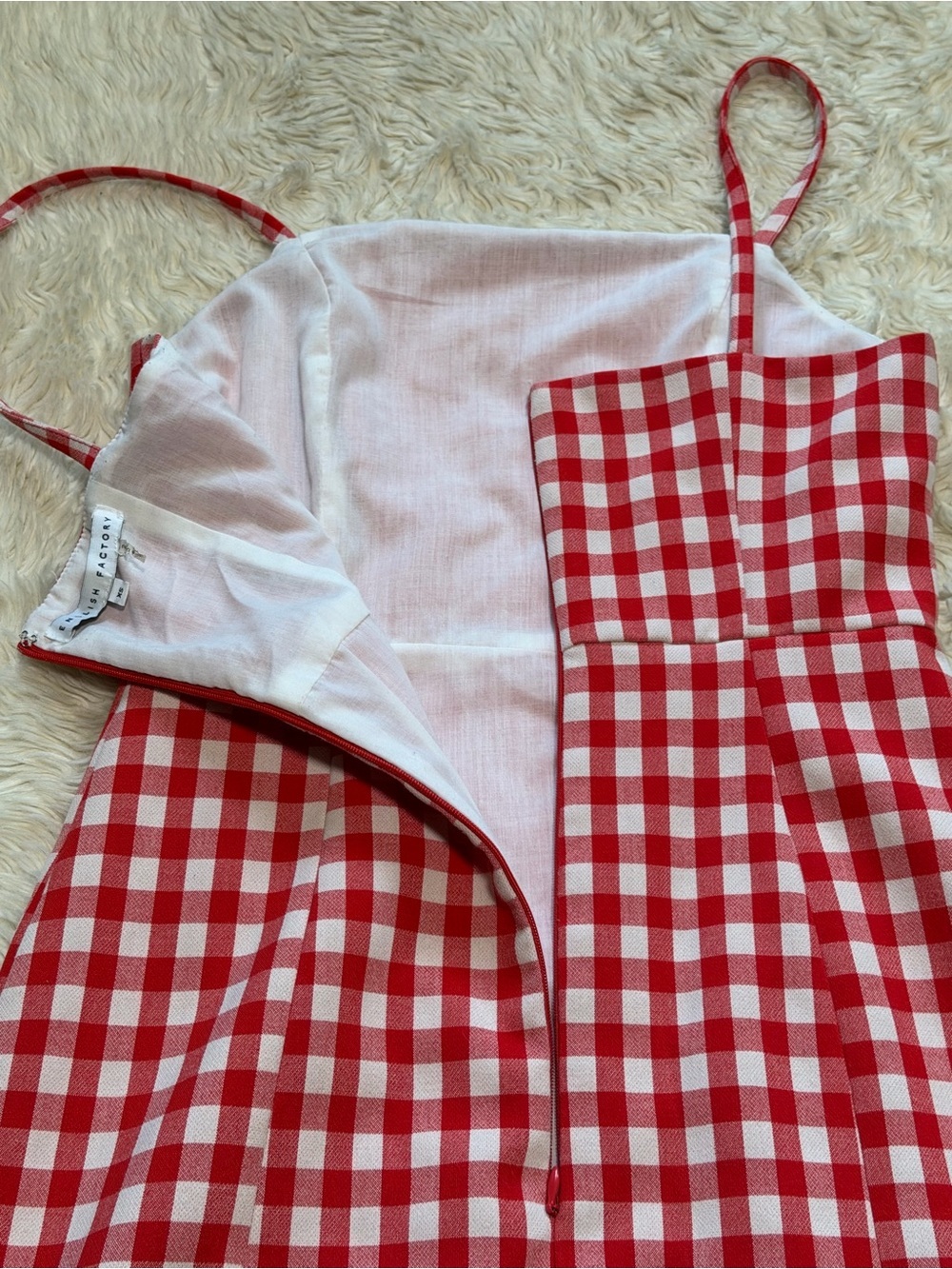English Factory Gingham Checked Plaid Mini Dress - Size XS - Picture 7 of 9